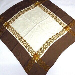 100% Authentic CHANEL White Brown Scarf
